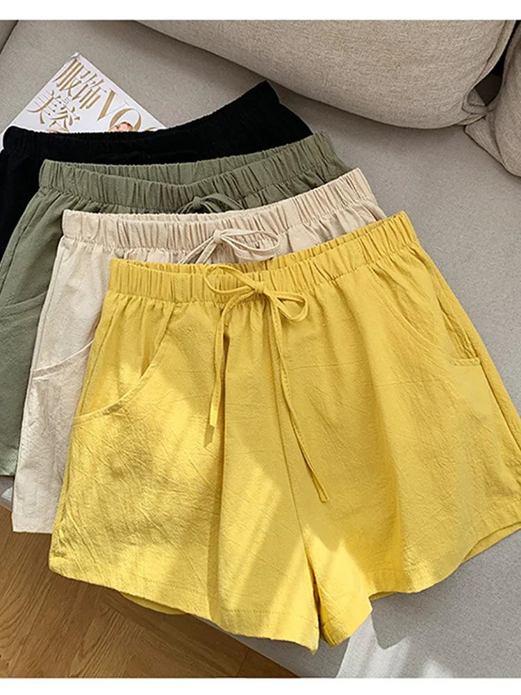 ✨ HELIAR Casual Linen Shorts for Women 🩳 High-Waist Gym & Workout Shorts 👟 Ladies Sport Femme Summer Shorts