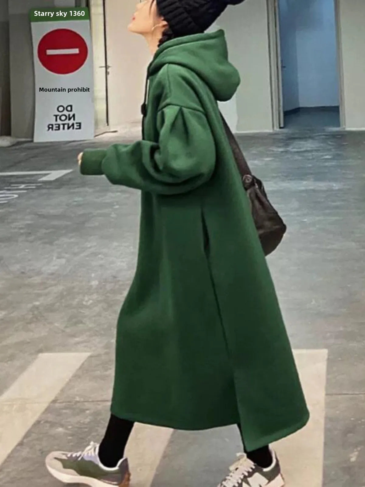 🔥 Plus Size Fleece-Lined Hooded Long Dress for Women 👗❄️ Thick Warm Winter Casual Slimming Korean Style Hoodie Dress ❤️