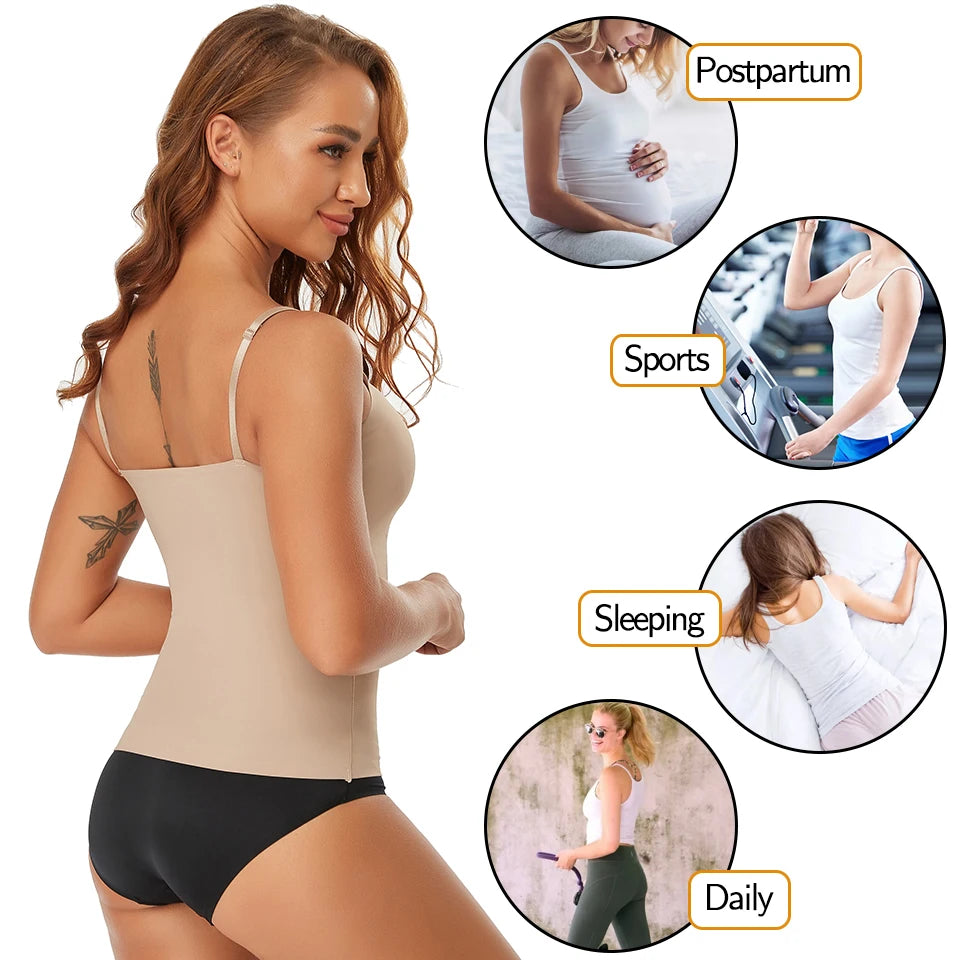 Seamless Shapewear Tank Top Camisole – Women’s Tummy Control Smooth Compression Vest in Nude & Black