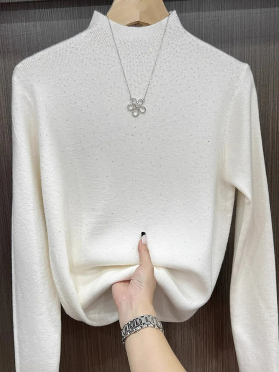 Women’s Winter Turtleneck Sweater – Sparkling Slim Fit Knitted Pullover Warm Jumper ❄️✨
