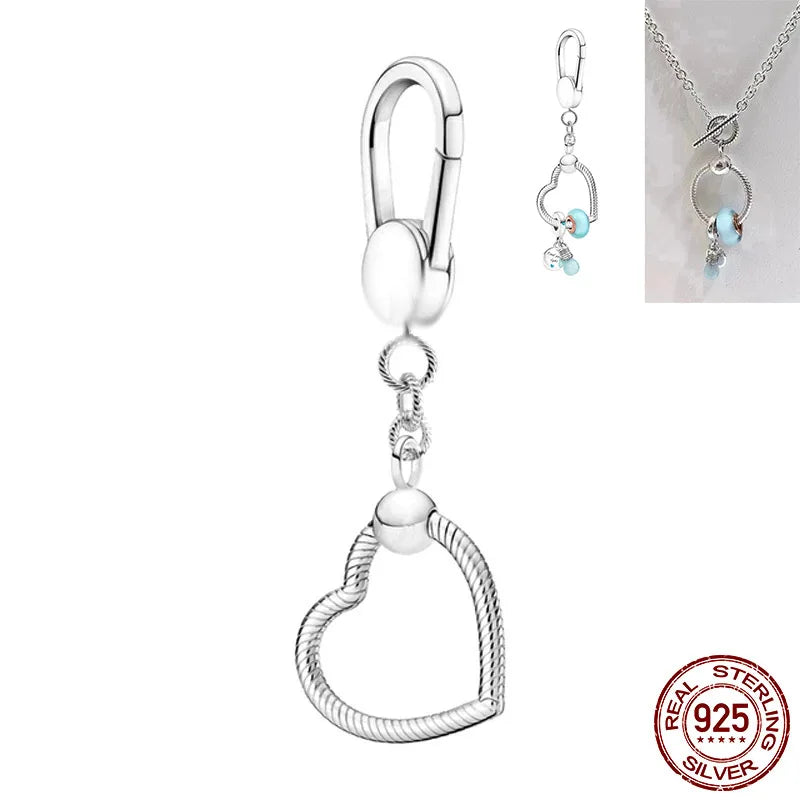 Hot Sale 925 Sterling Silver Moments Keychain Charm | Fit Original Bracelet Beads Women’s Elegant Jewelry Gift