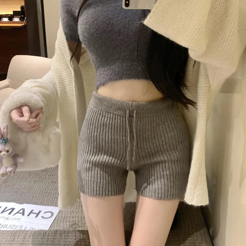 High Waist Knitted Wool Wide-Leg Pants for Women – Autumn Casual Straight Bootcut Trousers