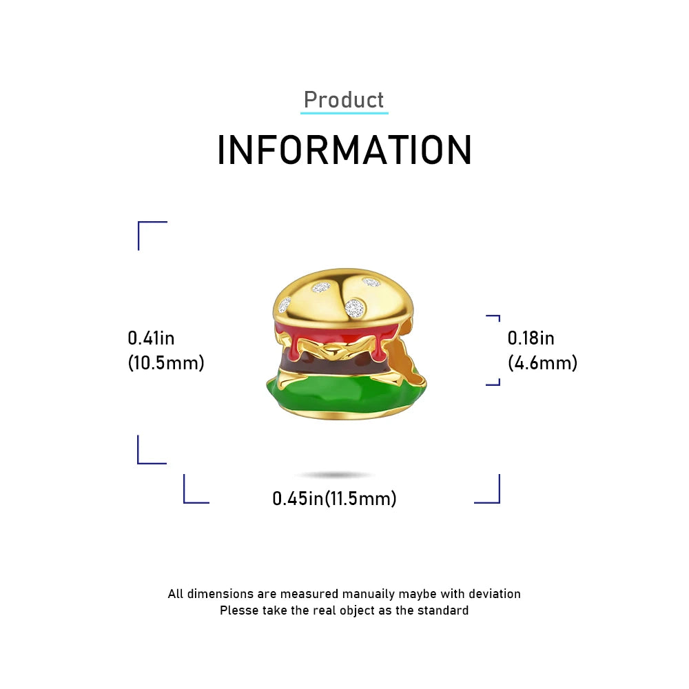 2025 New 925 Sterling Silver Coffee, Cake, Fruit & Burger Charms | Fit Pandora Bracelet & Necklace DIY Jewelry