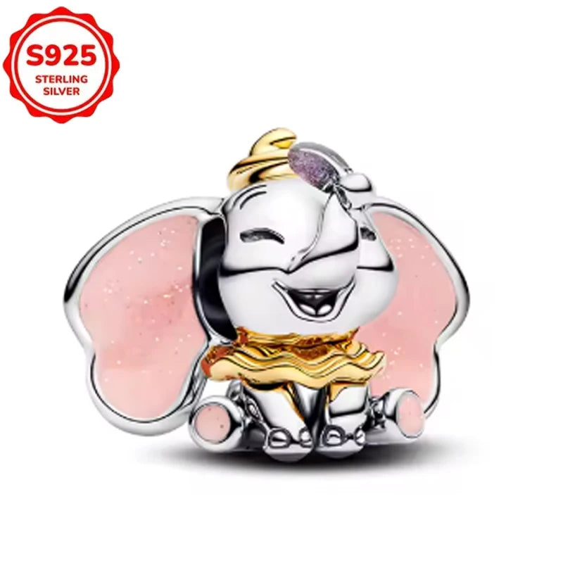 New Disney 925 Sterling Silver Cheshire Cat & Dumbo Charms – Original Bracelet Beads DIY Pendant Halloween Jewelry Gift