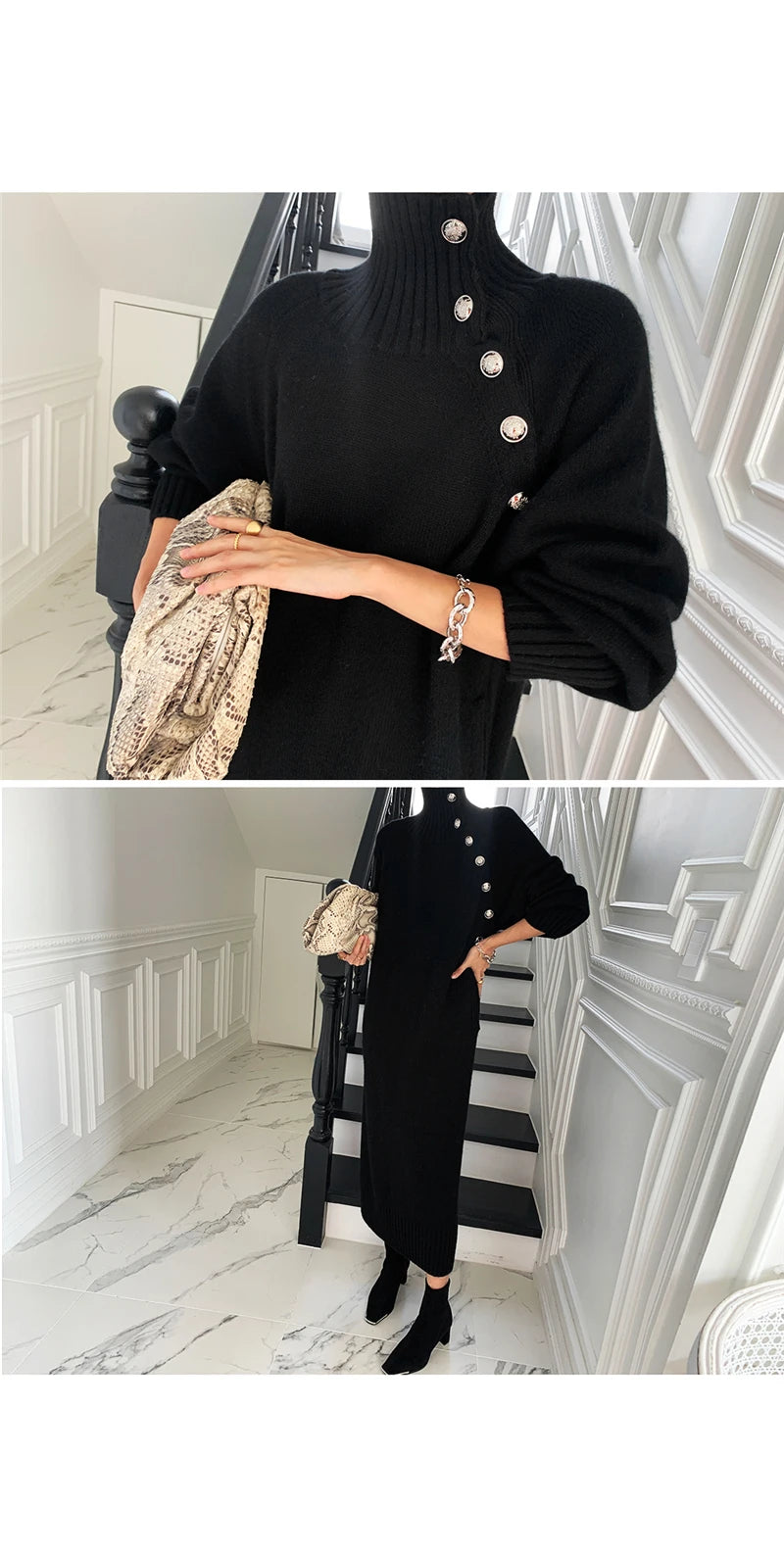 Autumn Winter Women's Knitted Midi Dress 🧶 Luxury Base Layer Ladylike Camere Inner Match Dress ❄️ Elegant Cozy Fashion