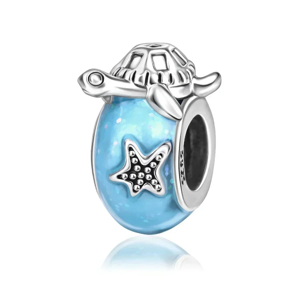 2025 Classic 925 Sterling Silver Colored Flower & Leaf Murano Glass Charm Beads | DIY Bracelet