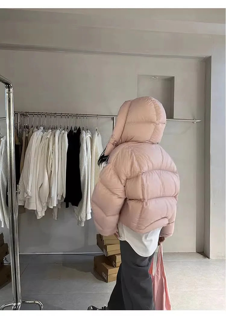 Trendy American Style Women’s Cotton Jacket Coat with Hood – Winter Small Size Bread Style Outerwear