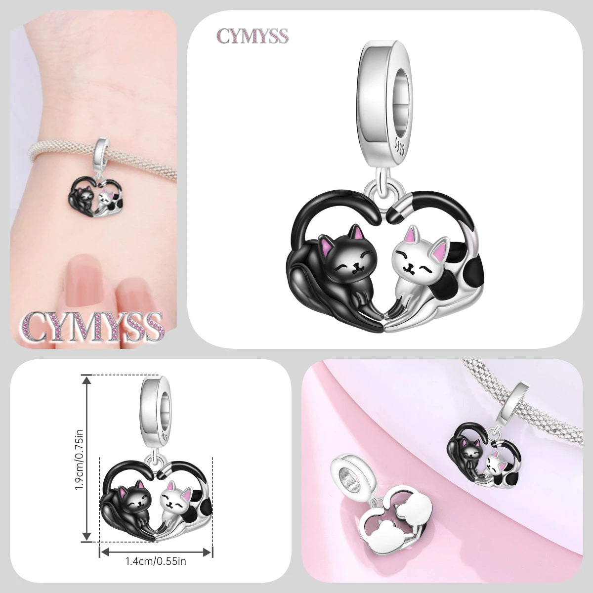 Hot Sale 925 Sterling Silver Dog & Cat Pet Charms | Cute Animal Pendant for Women Bracelet & Necklace DIY Jewelry Gift