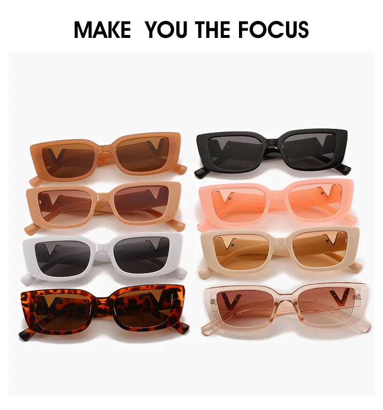 Retro Rectangle Sunglasses for Women – Brand Designer Vintage Small Frame Luxury Sun Glasses | Classic Black Square
