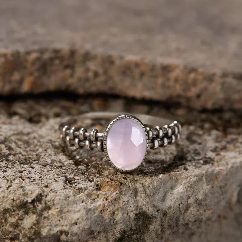 S925 Sterling Silver Gear Chain Ring with Black Onyx – Vintage Punk Style Unisex Jewelry Gift for Men & Women