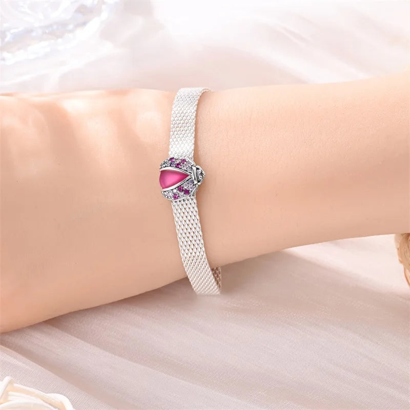 925 Sterling Silver Beaded Flat Pendant | Fantasy Original 3mm Beads for Women’s Bracelet Fine Jewelry