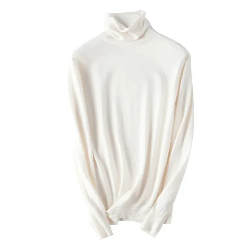 2025 Women’s Autumn Winter Turtleneck Sweater – Slim Fit Korean Knit Tops | Stretch Basic Pullovers