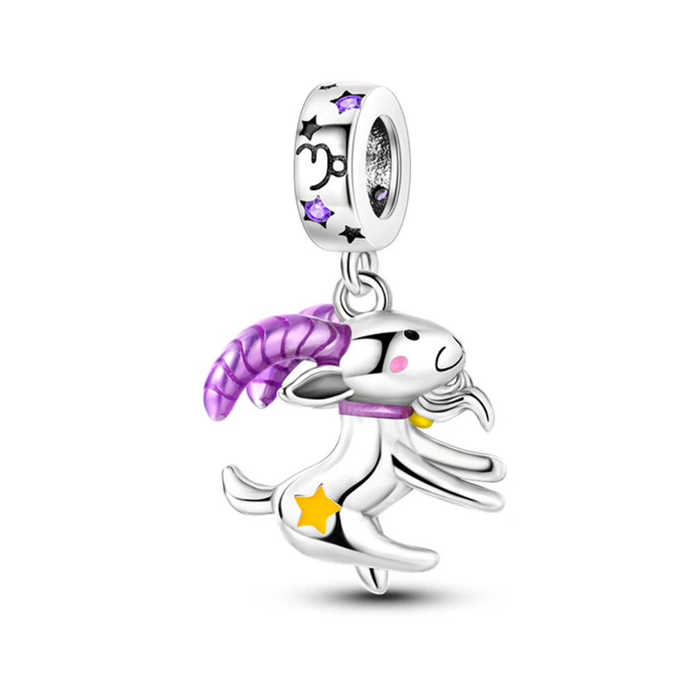 New 925 Sterling Silver Zodiac Charm | Twelve Constellations Series Libra Scorpio Gemini Fit Original Bracelet Women Jewelry