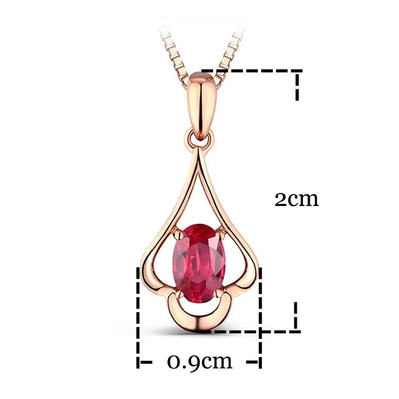 Retro 925 Sterling Silver Oval Ruby Pendant Necklace – Women’s Wedding & Party Jewelry