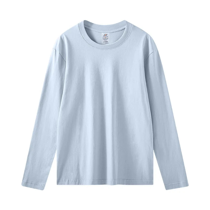 Spring Autumn Women’s Long Sleeve Cotton T-Shirt – Solid Casual Harajuku O-Neck Top 🌿✨