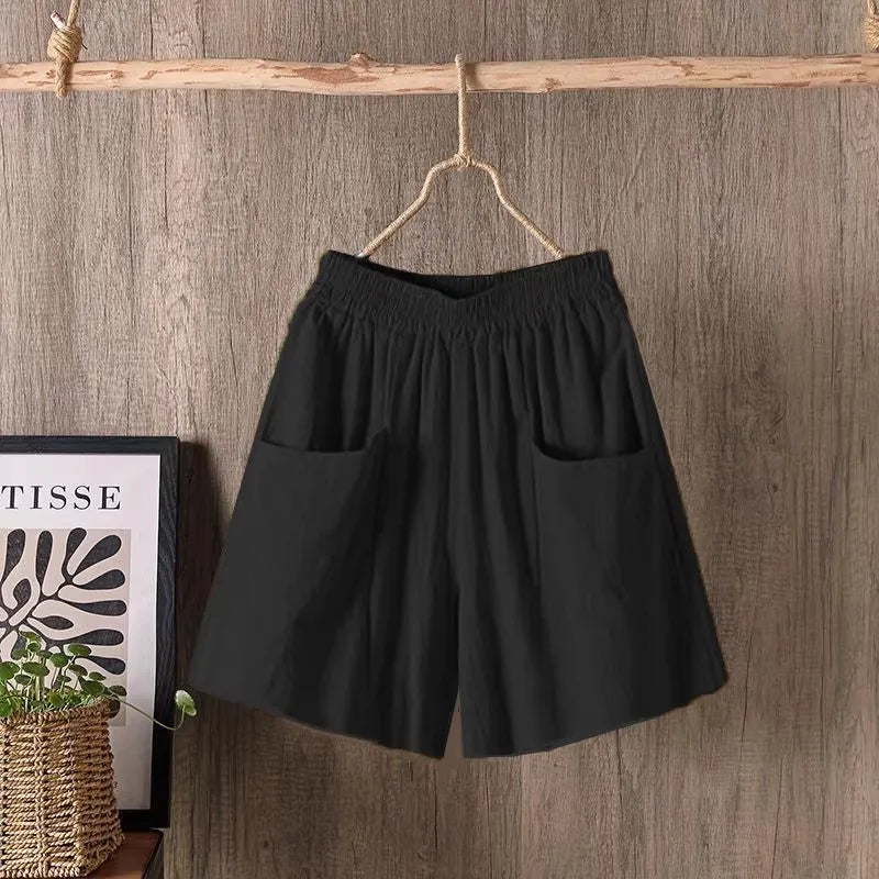Slimming Straight Leg Cotton Linen Harem Pants – High Waist Casual Summer Trousers Women Loose Fit