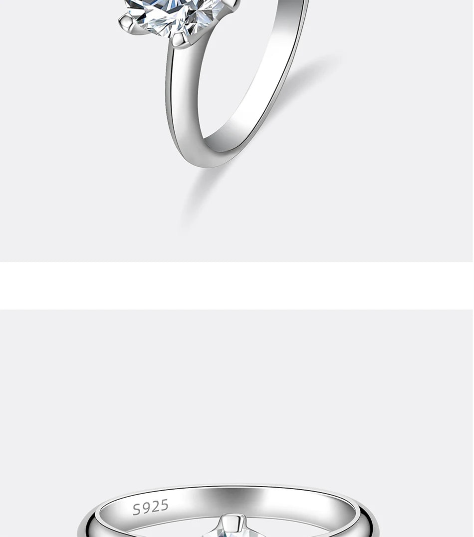 PERFANY 1–5CT Moissanite Ring for Women | S925 Pure Silver Six-Claw GRA Certified