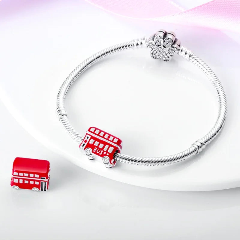 925 Sterling Silver Travel & Luggage Attractions Zircon Charm Beads | Fit Pandora Bracelet