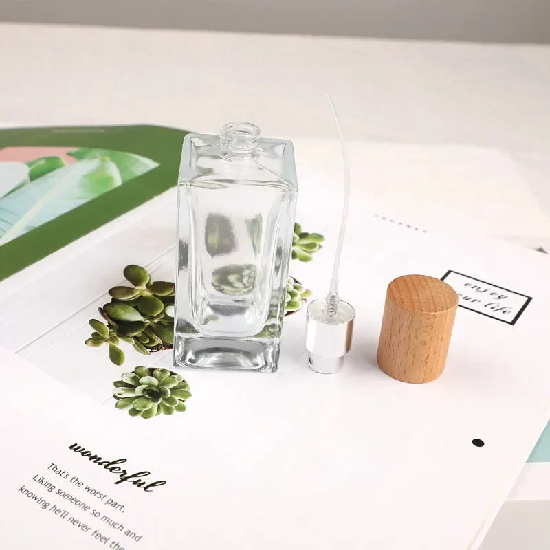 50ML High-End Glass Refillable Perfume Bottle – Empty Atomizer Spray Pump | Fine Mist Travel Cosmetic Container