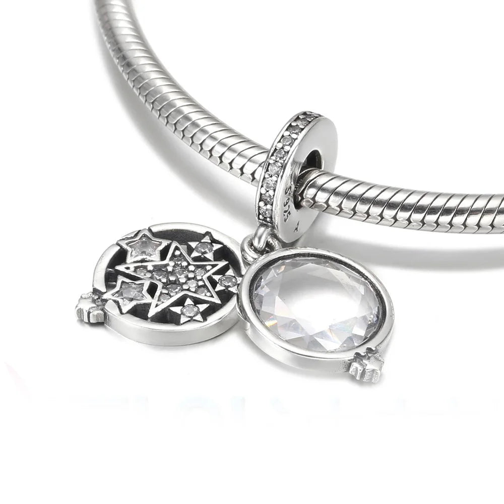 925 Sterling Silver Blue Planet & Dolphin Galaxy Dangle Charm | Women’s Bracelet DIY Jewelry