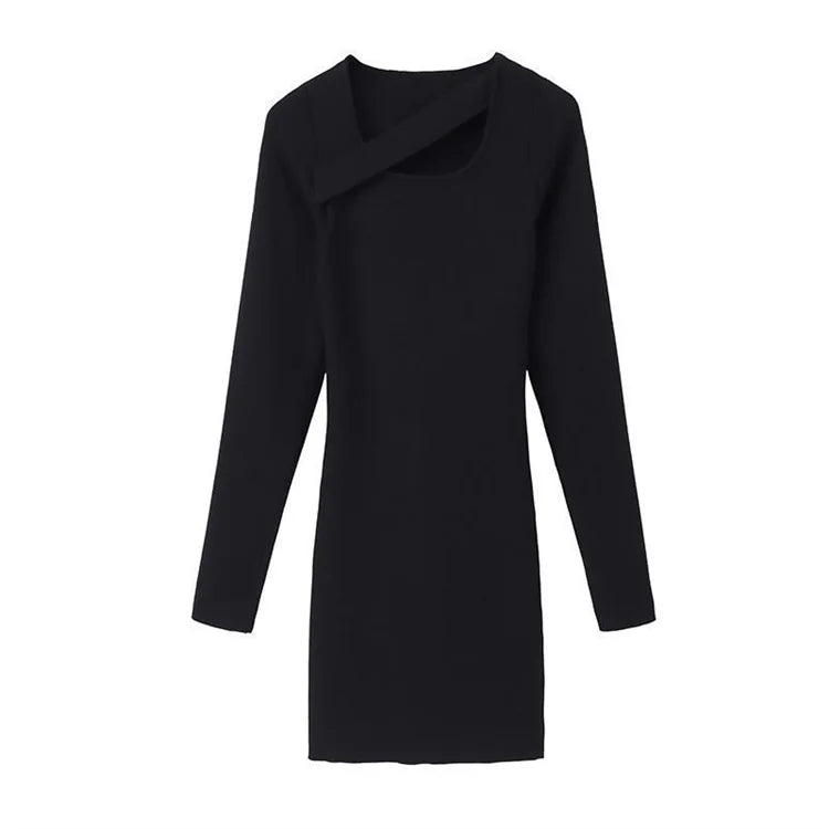 Women’s Knitted A-Line Dress – Slimming Waist Design Autumn Winter Sweater Long Dress | High-End Inner Wear