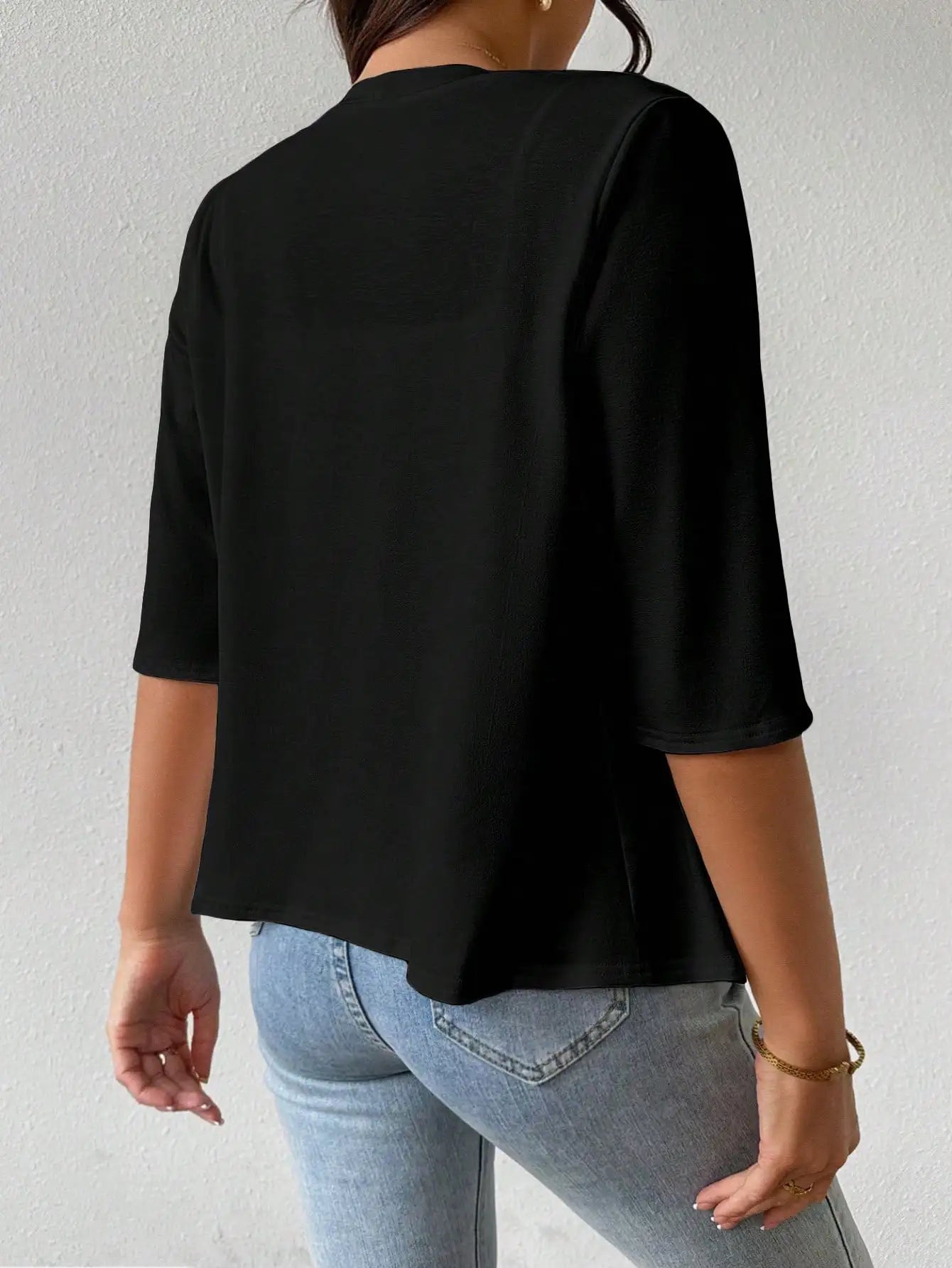 Women’s Autumn Solid Color Cardigan – Elegant Half Long Sleeve Work & Casual Top 🍂👚