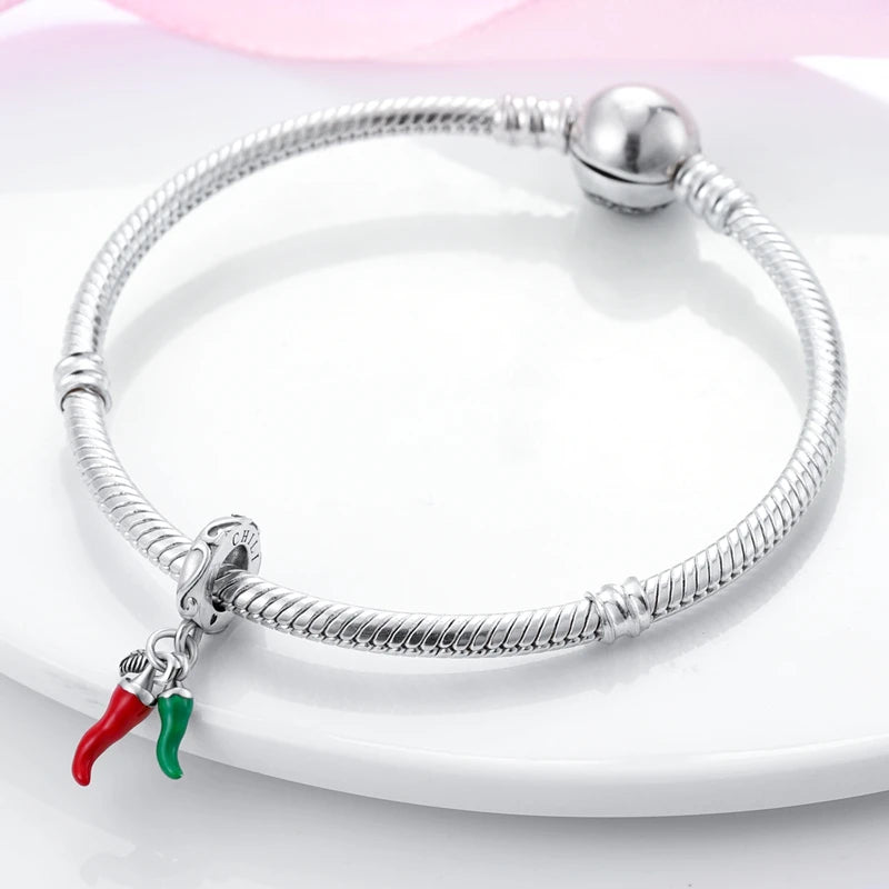 100% 925 Sterling Silver Life Tree & Chili Pepper Charms – Fit Pandora Bracelet, DIY Parent-Child Jewelry Gift