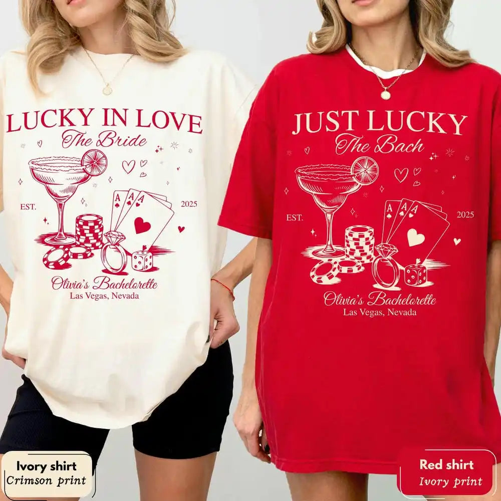 Lucky In Love Las Vegas Shirt 💍✨ Custom Bachelorette Party Unisex Tee