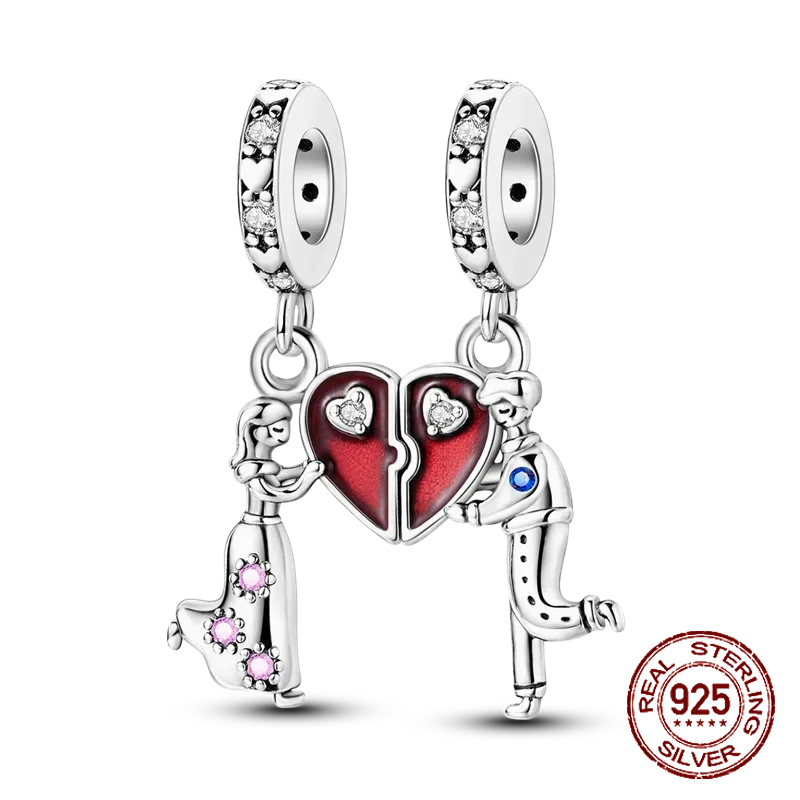 925 Sterling Silver Red Series Charms | Heart, Car & Strawberry Dangle Beads for Original Bracelet DIY Jewelry