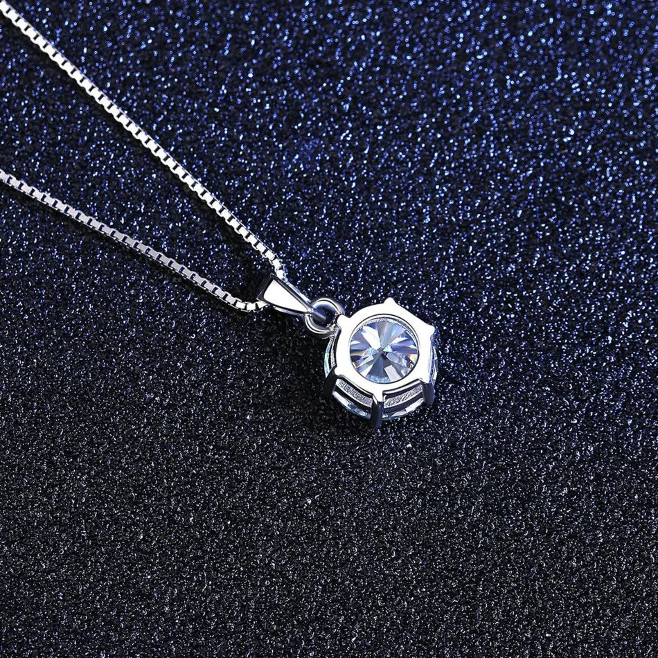 Butterflykiss 1CT Moissanite Pendant Necklace 925 Sterling Silver Bridal Jewelry