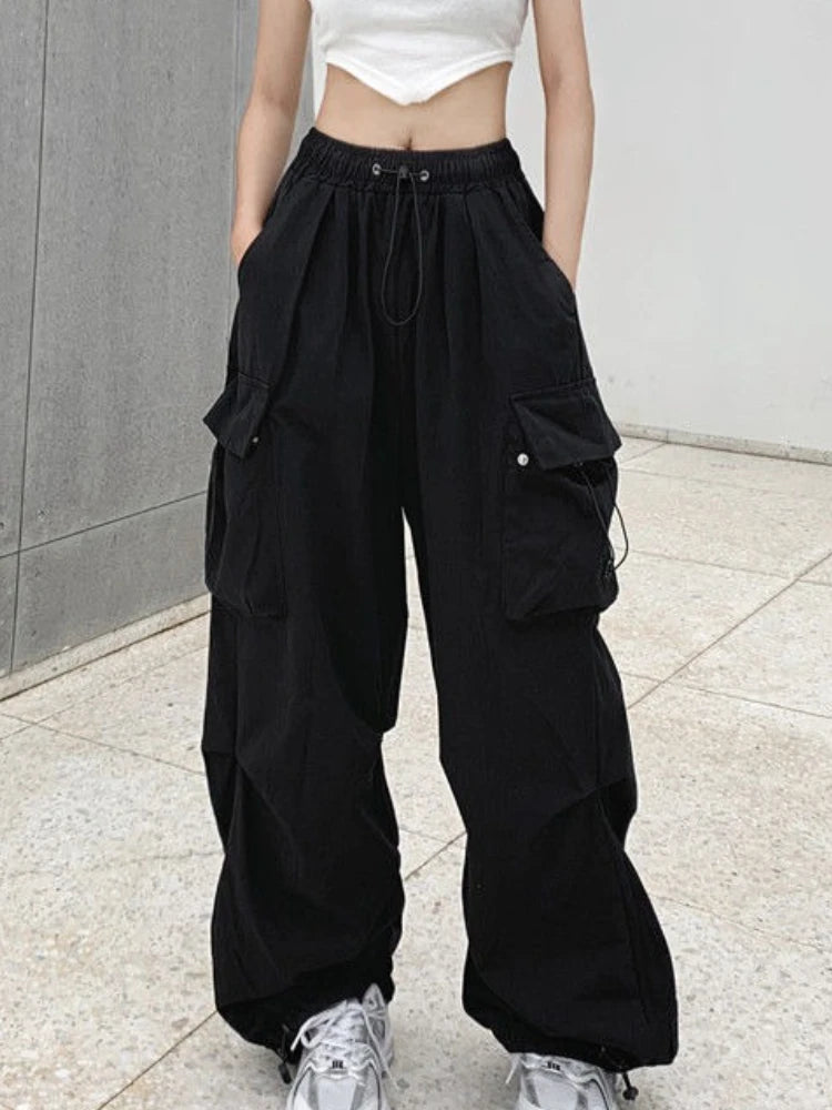 Retro Women’s Cargo Pants – High Waist Streetwear Casual Harajuku Sports Sweatpants