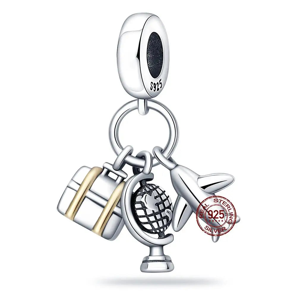 2023 New 925 Sterling Silver Earth Plane & Hot Air Balloon Travel Charms – Fits Pandora Original Bracelets DIY Jewelry