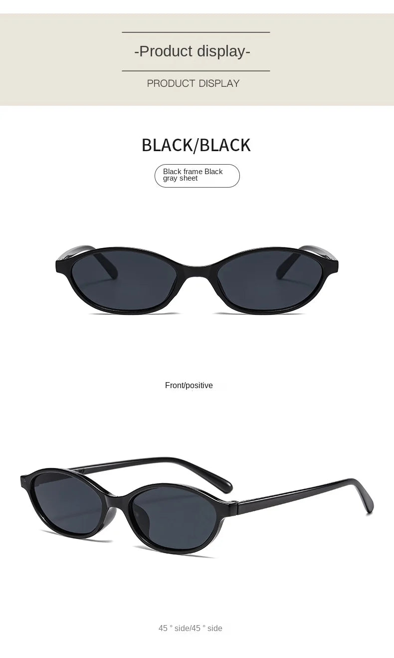 Retro Oval Frame Sunglasses – Fashion Personalized Trendy Small Frame Punk Cat Eye Sunshade Sun Protection Glasses