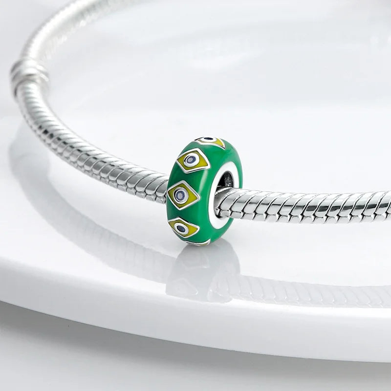 925 Sterling Silver Round Colored Zircon Spacer Beads – Fits Pandora Original Bracelets DIY Exquisite Party Jewelry