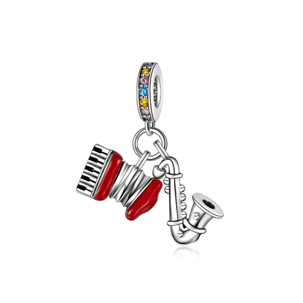 New 925 Sterling Silver Sports Charm Beads | Football, Baseball, Tennis, Dumbbell & Golf Pendant for DIY Bracelets