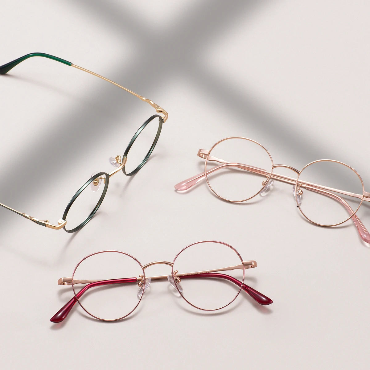 Colorful Round Metal Pink Glasses Frame – Luxury Unisex Full Rim Prescription Eyewear