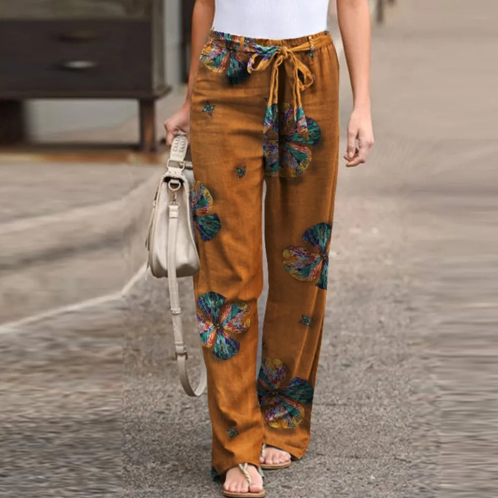 Women’s Print Joggers – Cotton Linen Casual Sweatpants for Autumn Elegant Streetwear