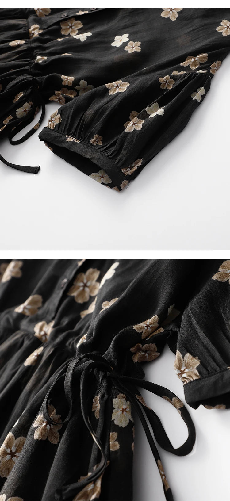 Elegant Hemp Floral Print Maxi Dress – Women's Summer Travel Gown, A-Line Midi Skirt, Chic Lightweight Long Dress
