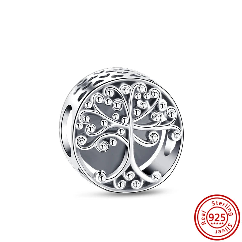 925 Sterling Silver Heart Pave Zircon Family Tree Charm | Fits Original Bracelet Women’s Luxury Jewelry Gift