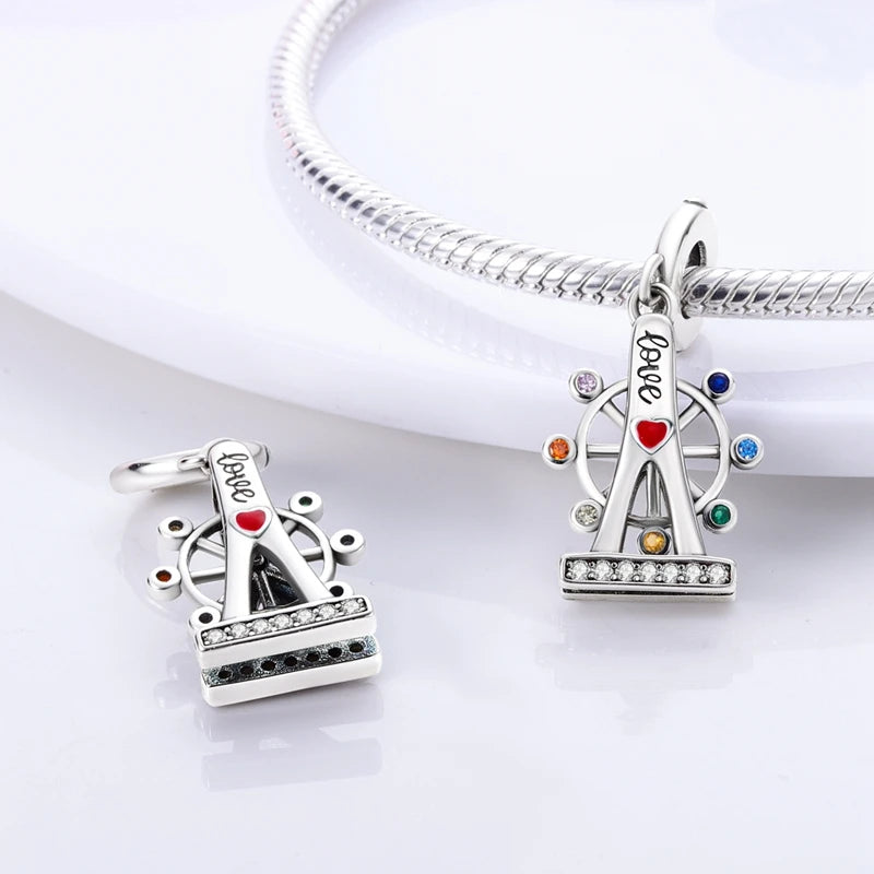 925 Sterling Silver Funny Playable Charms Beads | Smart Watch Tarot Bike Travel Dangle Fit Pandora Bracelet DIY Jewelry