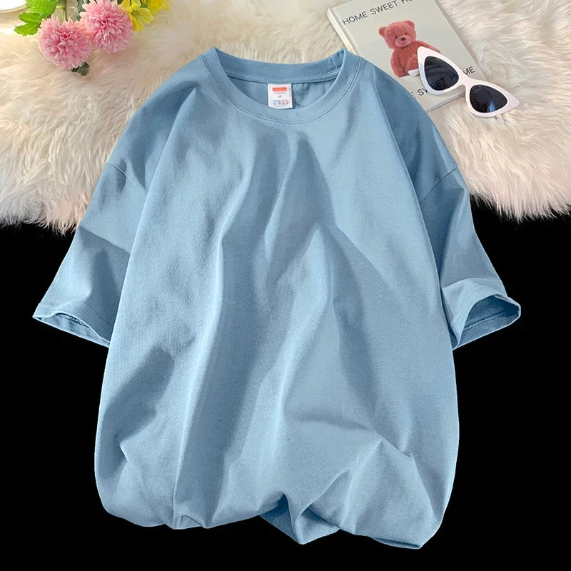 LEGIBLE 2025 Summer Women’s Cotton T-Shirt – Loose Solid Oversized O-Neck Tee 👕✨