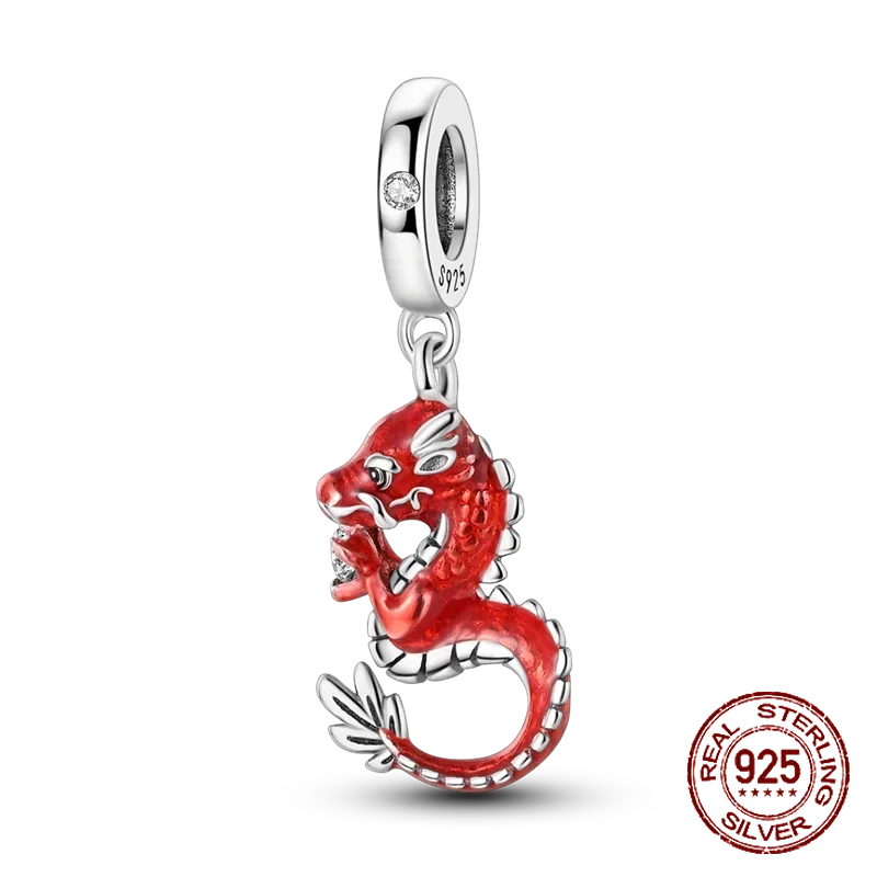 925 Sterling Silver Red Series Charms | Heart, Car & Strawberry Dangle Beads for Original Bracelet DIY Jewelry