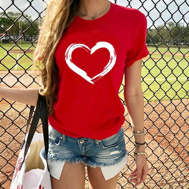 Maycaur Finger Heart Women's T-Shirt | Korean Ulzzang Graphic Tee | 90s Girl Casual Fashion Top
