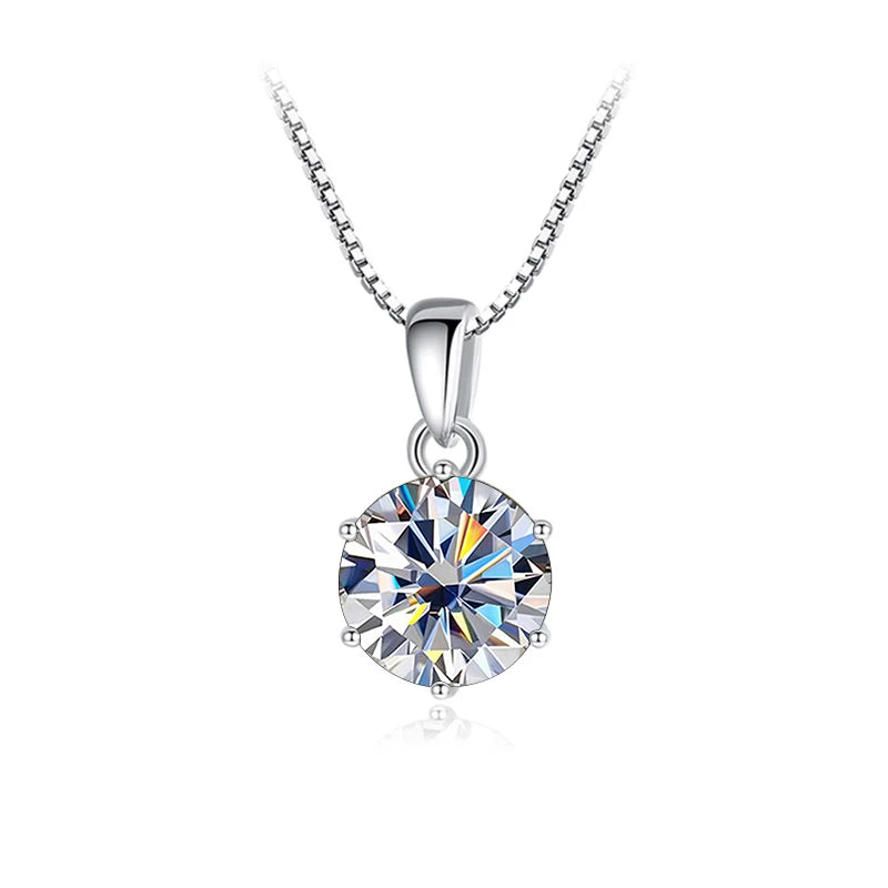Butterflykiss 1CT Moissanite Pendant Necklace 925 Sterling Silver Bridal Jewelry