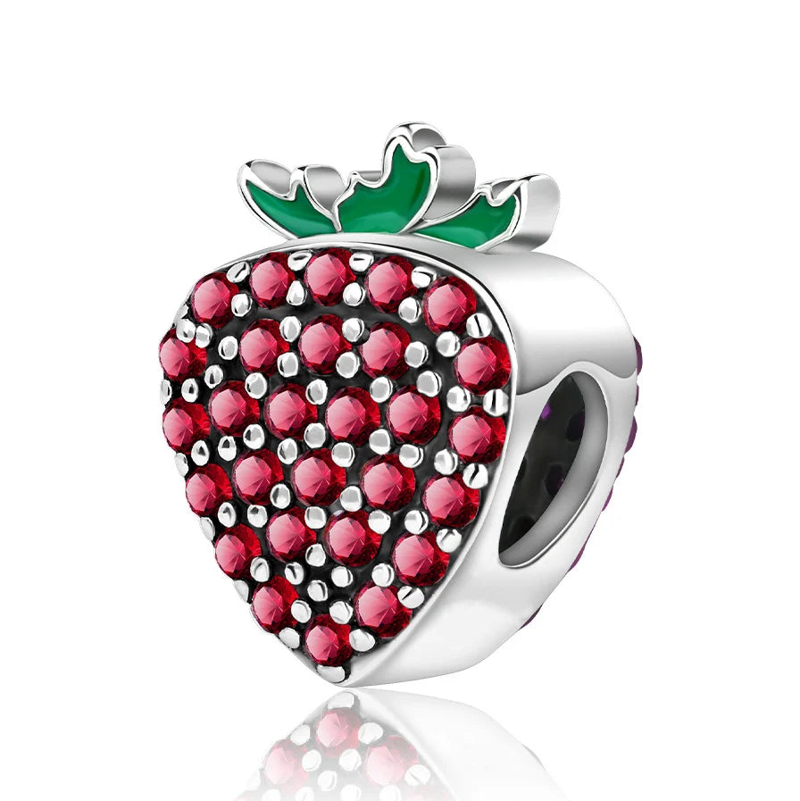 925 Sterling Silver Red Heart Charms | Apple, Rose & Gift Box Beads Fit Original Bracelet Necklace Women Jewelry