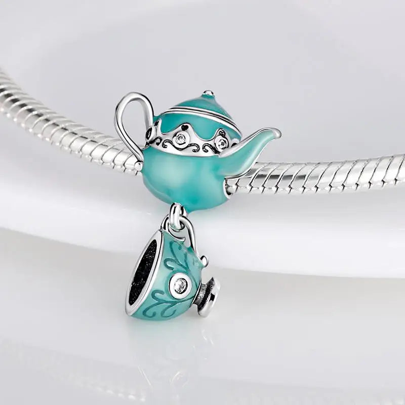 925 Sterling Silver Chocolate & Coffee Charm Beads | Fits Original Pandora Bracelet | DIY Jewelry Souvenir Gift