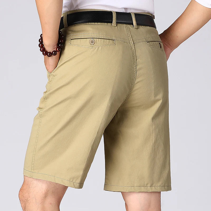 Classic Cotton Bermuda Shorts | Knee-Length Comfortable Board Shorts for Outdoor & Beach | Black & KhakiClassic Cotton Bermuda Shorts | Knee-Length Comfortable Board Shorts for Outdoor & Beach | Black & Khaki