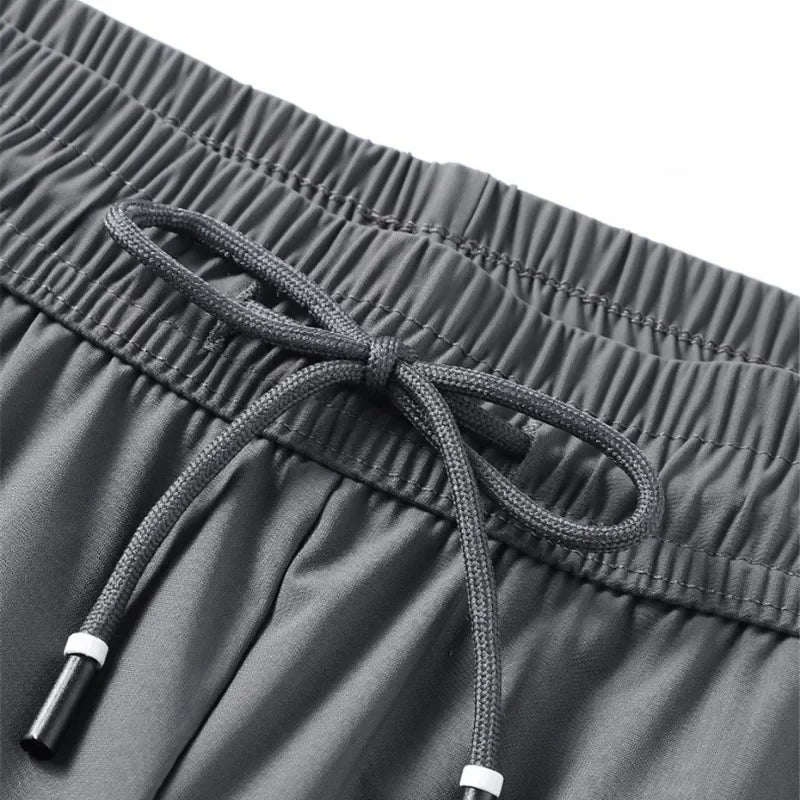 2024 Men’s Plus Size Summer Cool Pants | 7XL–8XL Stretch Sweatpants | Casual Lightweight Trousers in Black & Grey