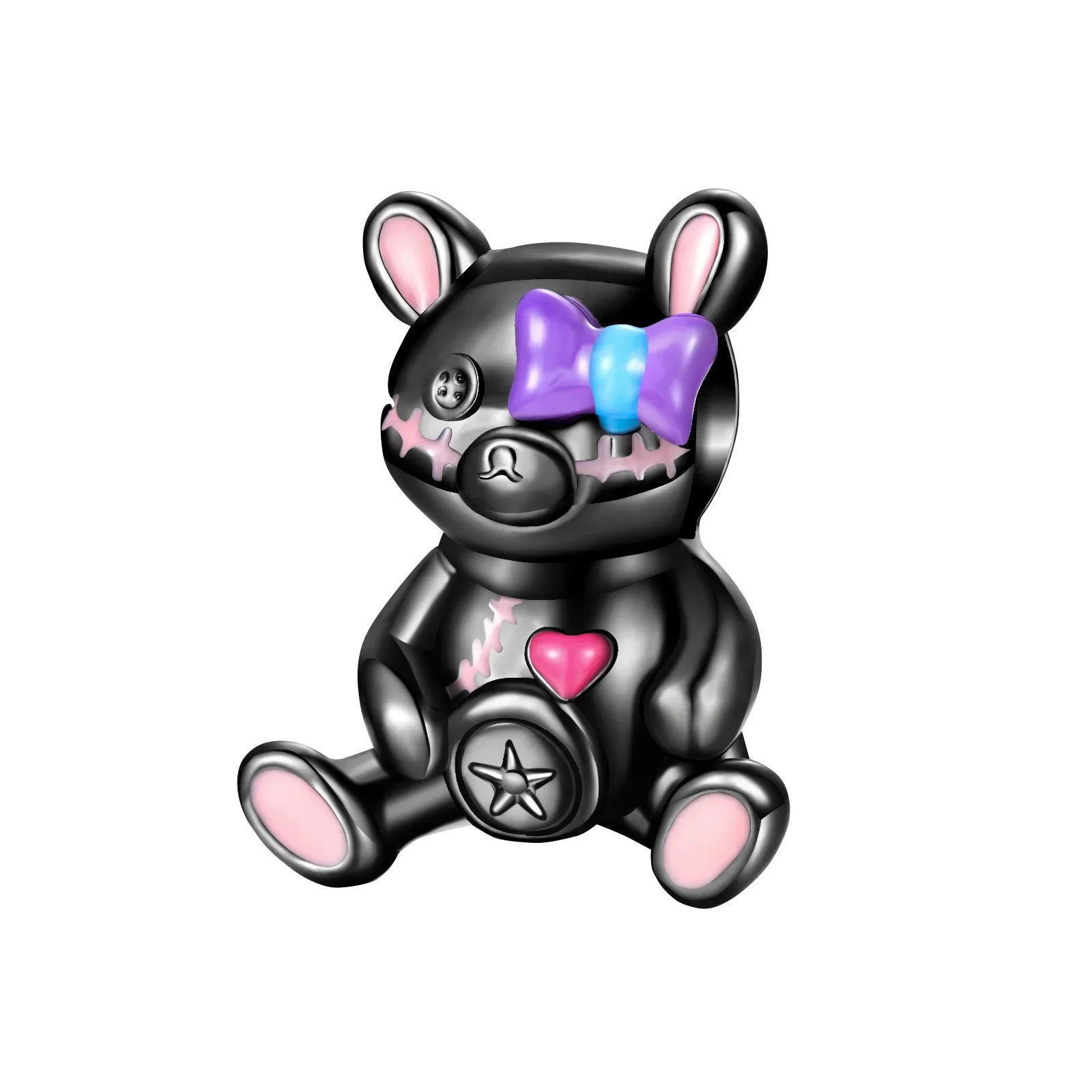 Halloween 925 Sterling Silver Black Skull, Bat & Pumpkin Charms | Pendant for DIY Original Bracelets, Women’s Fine Jewelry Gift