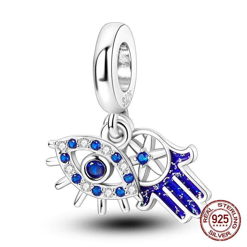 925 Sterling Silver Blue Zircon Evil Eye Charm | Original Devil Eye Series Bead Fits Pandora Bracelet – Women’s DIY Jewelry Gift